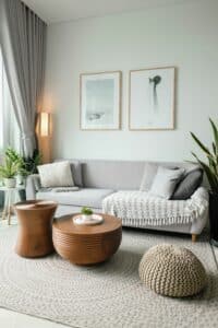 Peaceful, scenic view of flowers and natural landscape, gentle colors creating a calming visual atmosphere